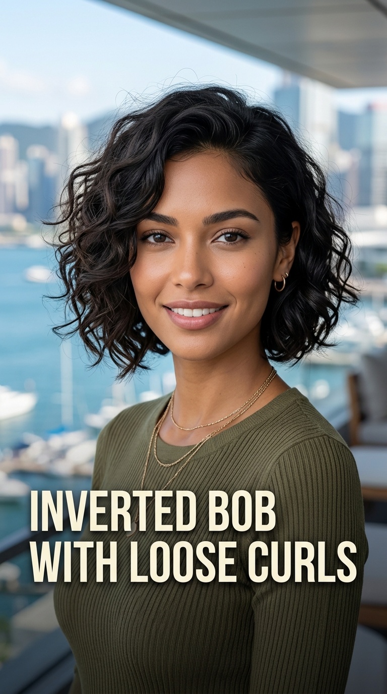 Inverted Bob with Loose Curls