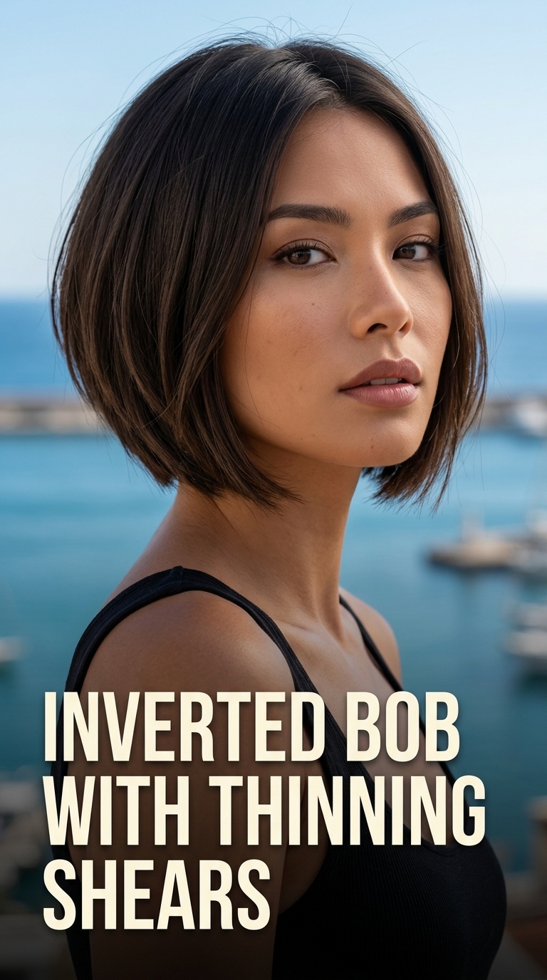 Inverted Bob with Thinning Shears
