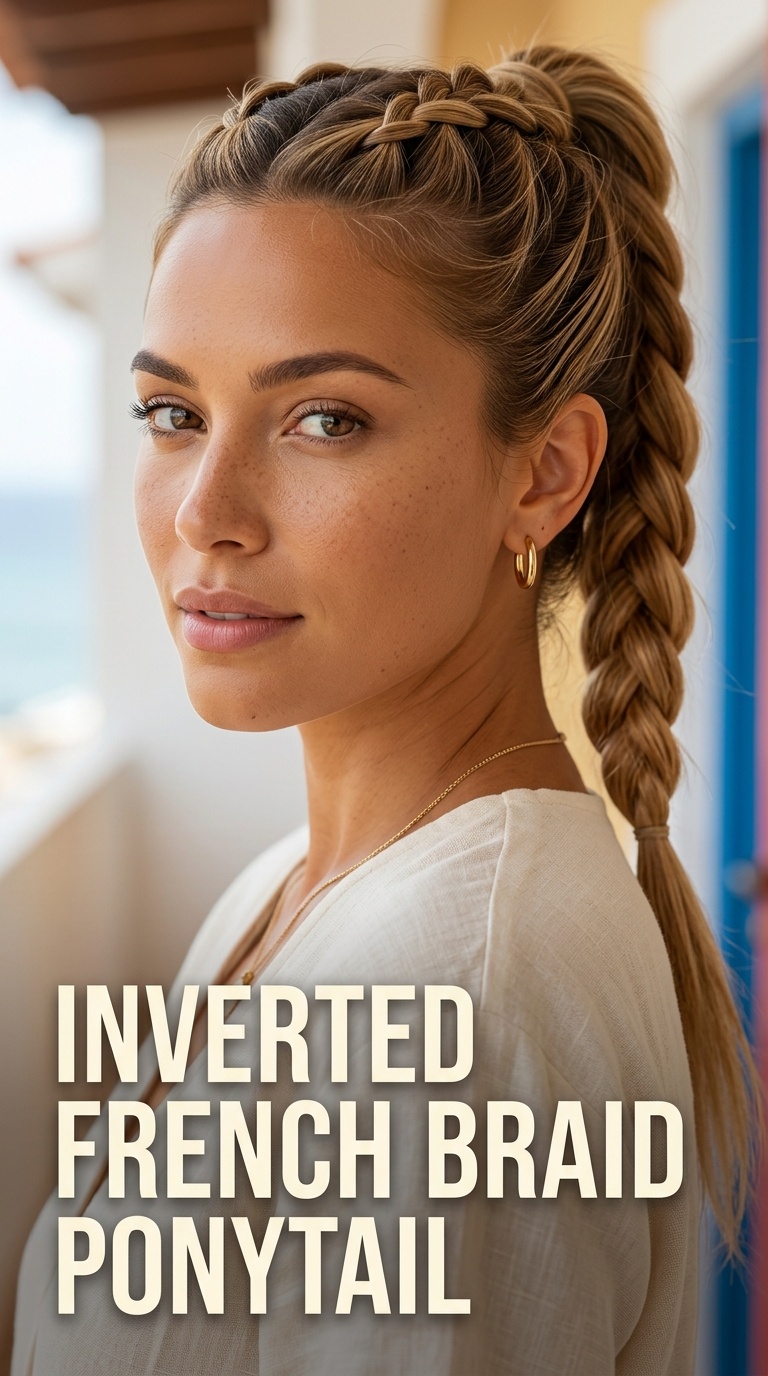 Inverted French Braid Ponytail