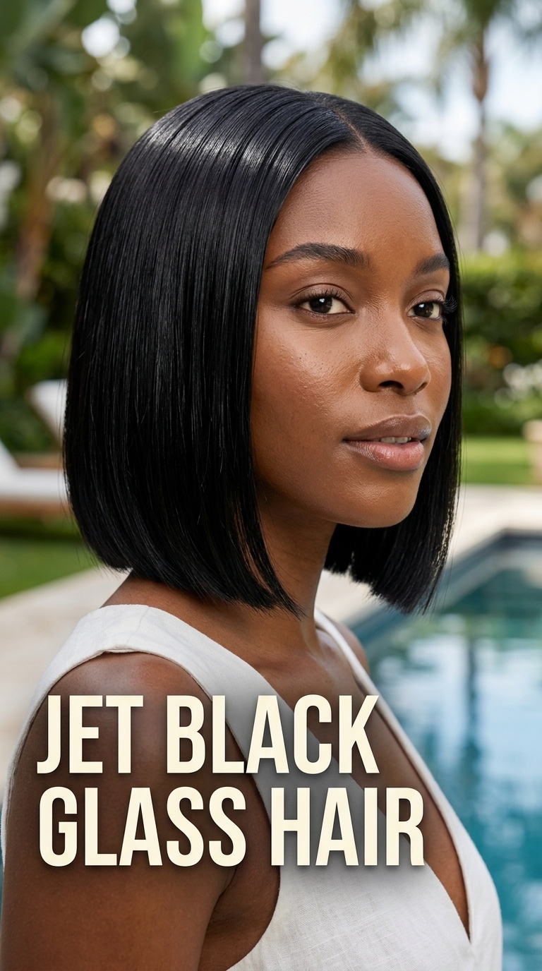 Jet Black Glass Hair