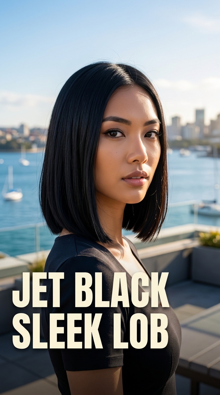 Jet Black Sleek Lob