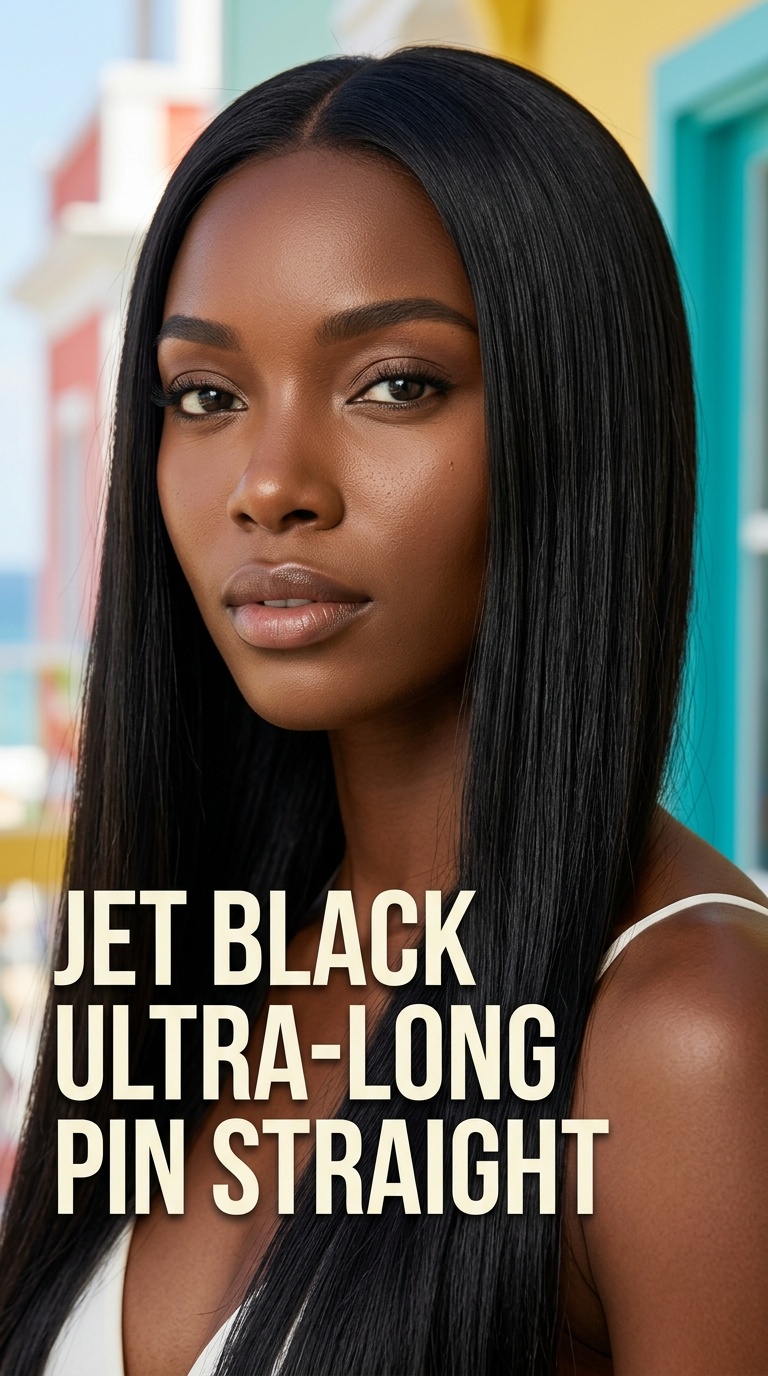 Jet Black Ultra-Long Pin Straight