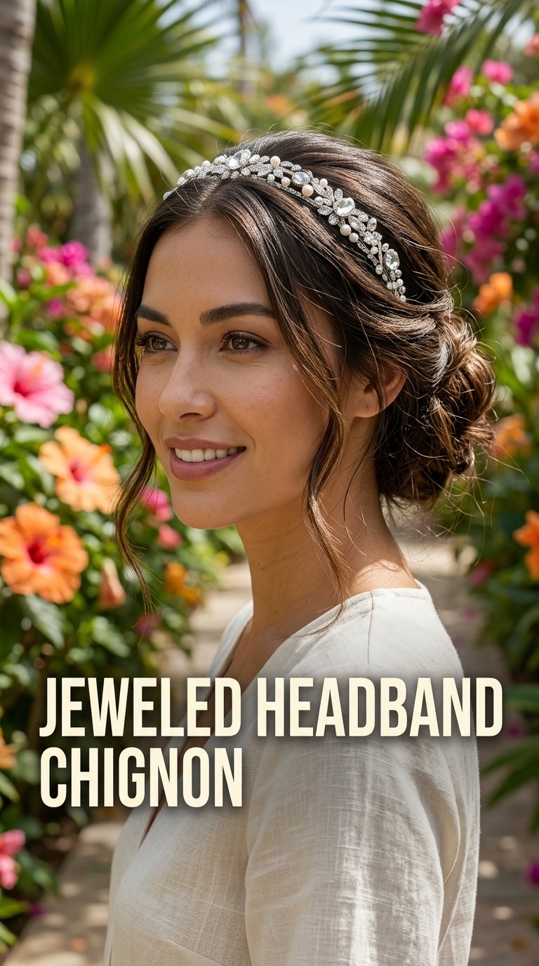 Jeweled Headband Chignon