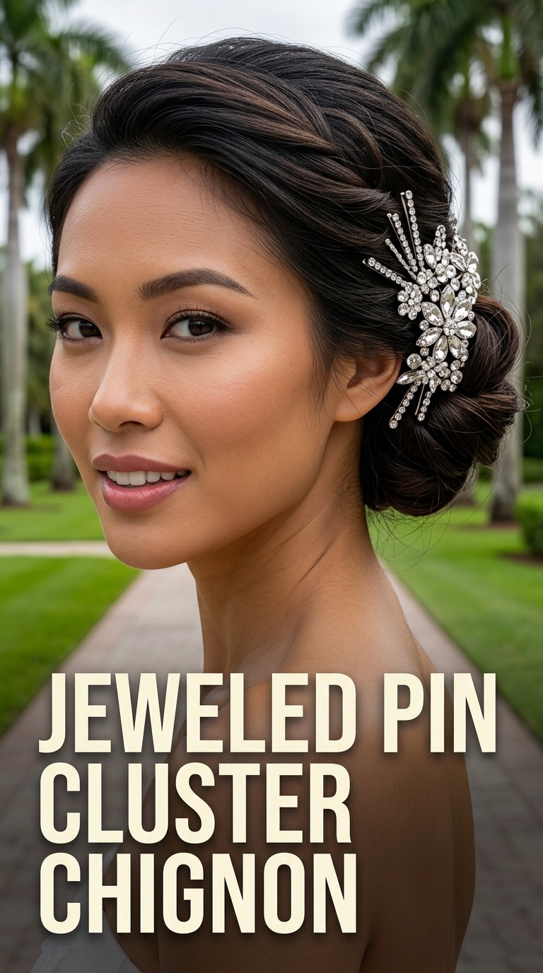 Jeweled Pin Cluster Chignon