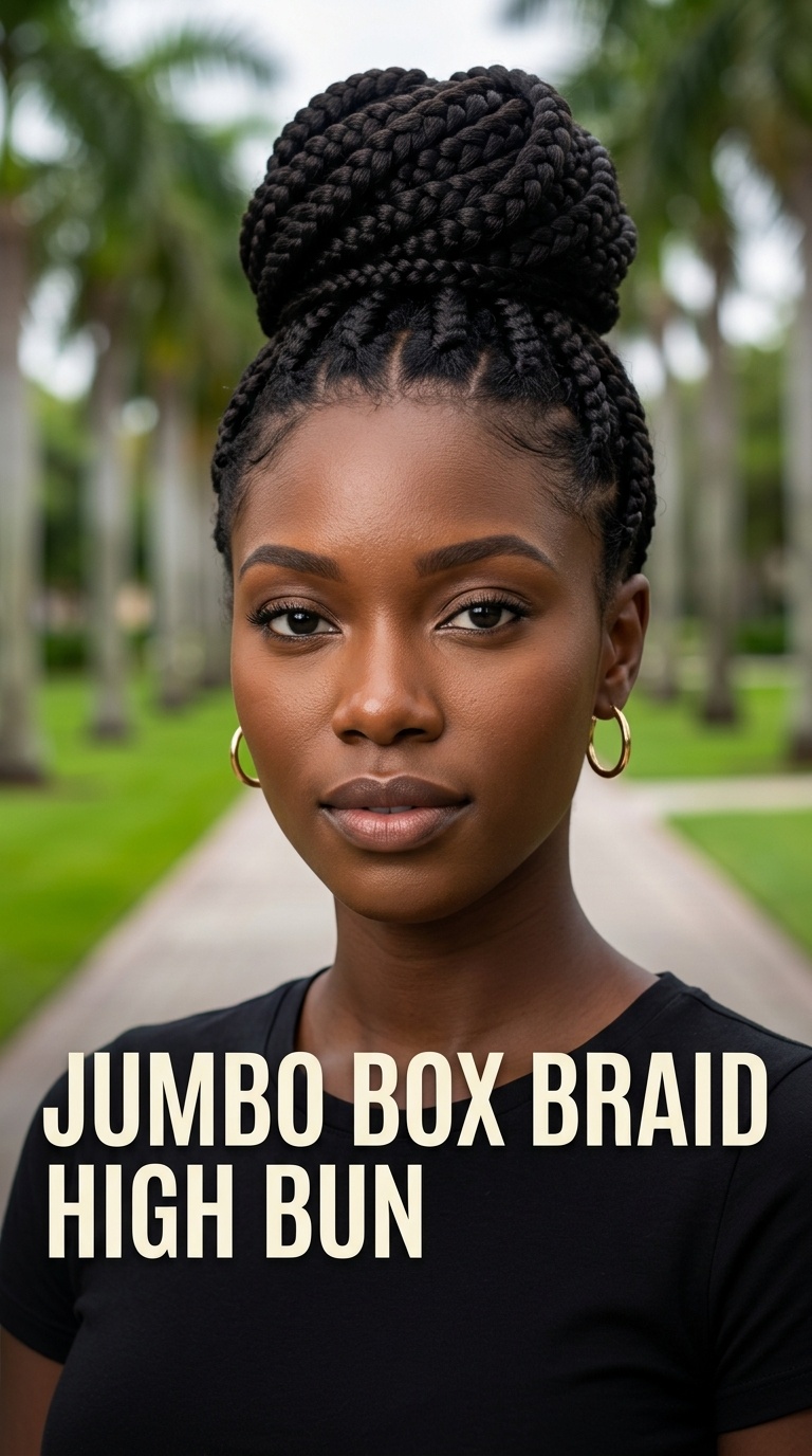 Jumbo Box Braid High Bun