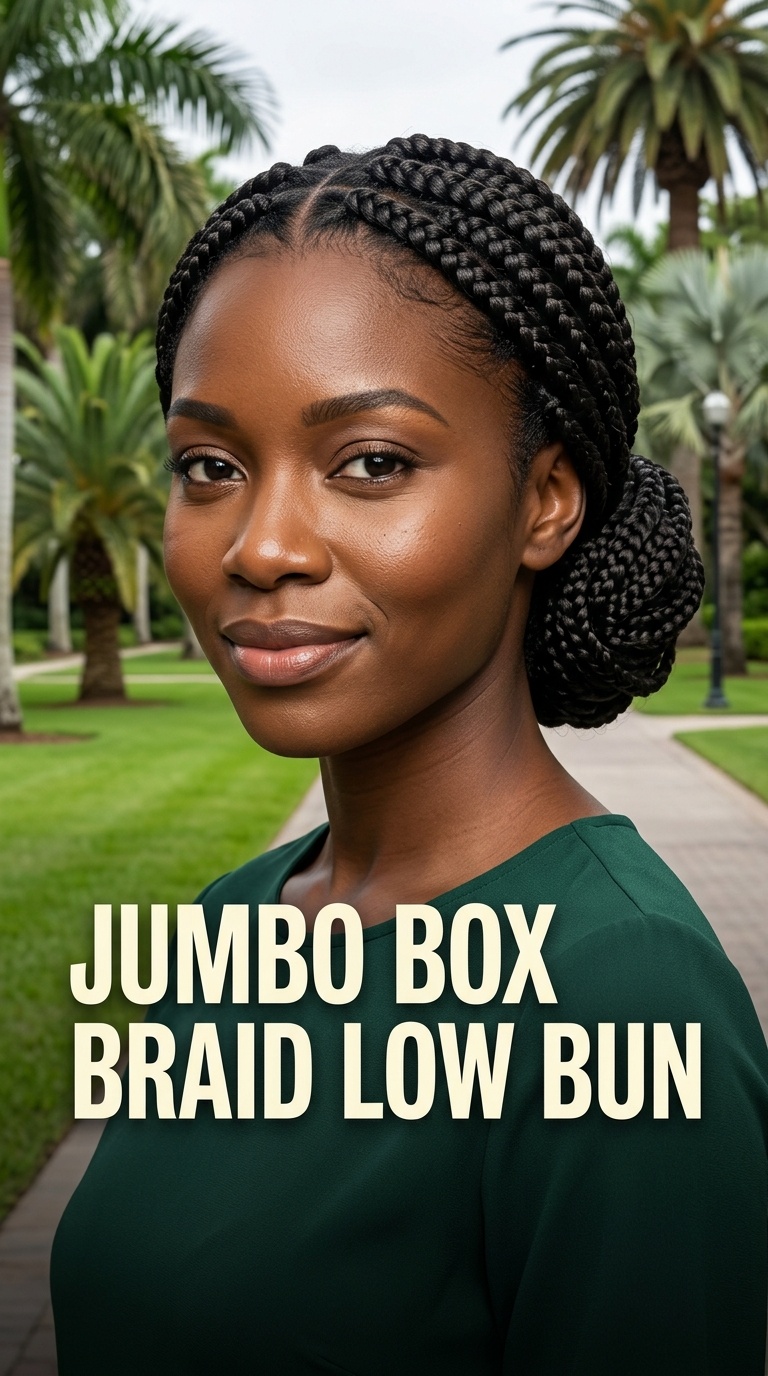 Jumbo Box Braid Low Bun