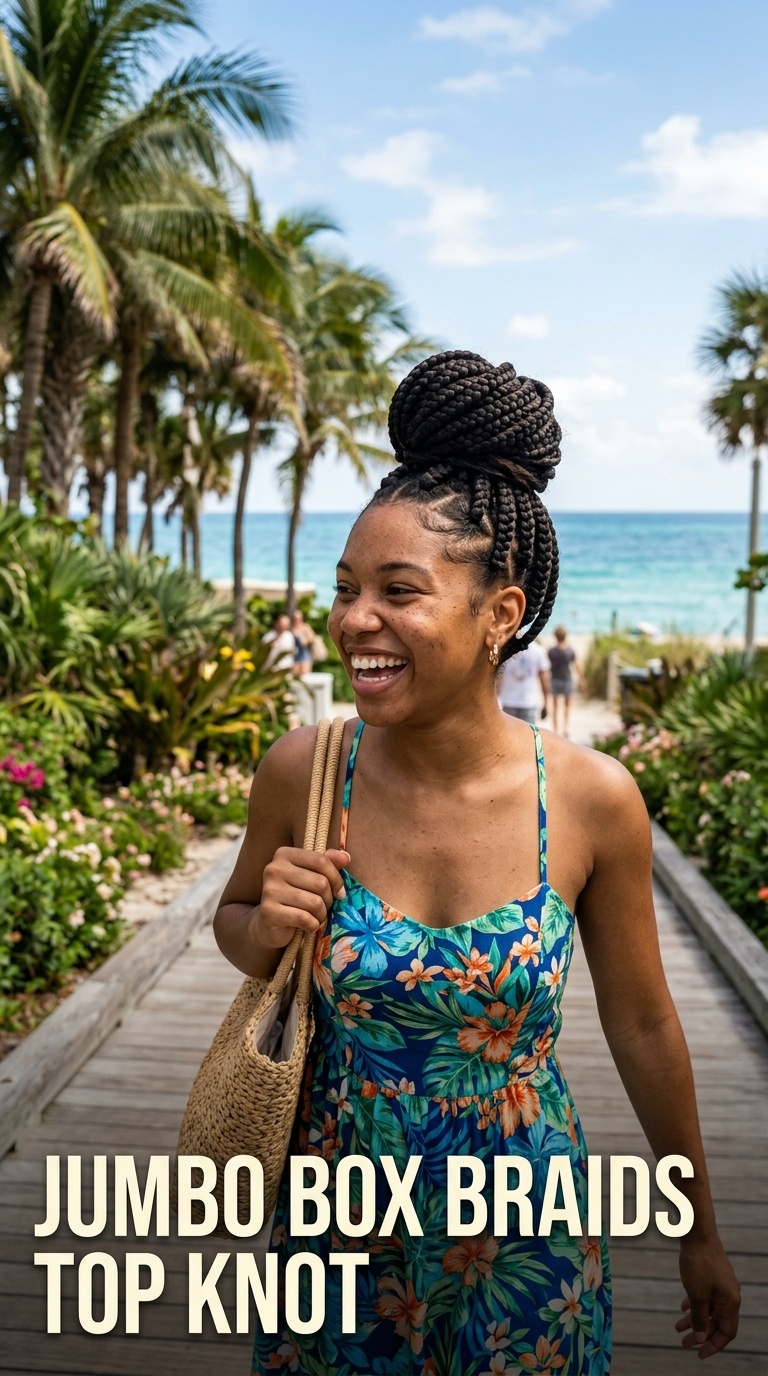 Jumbo Box Braids Top Knot