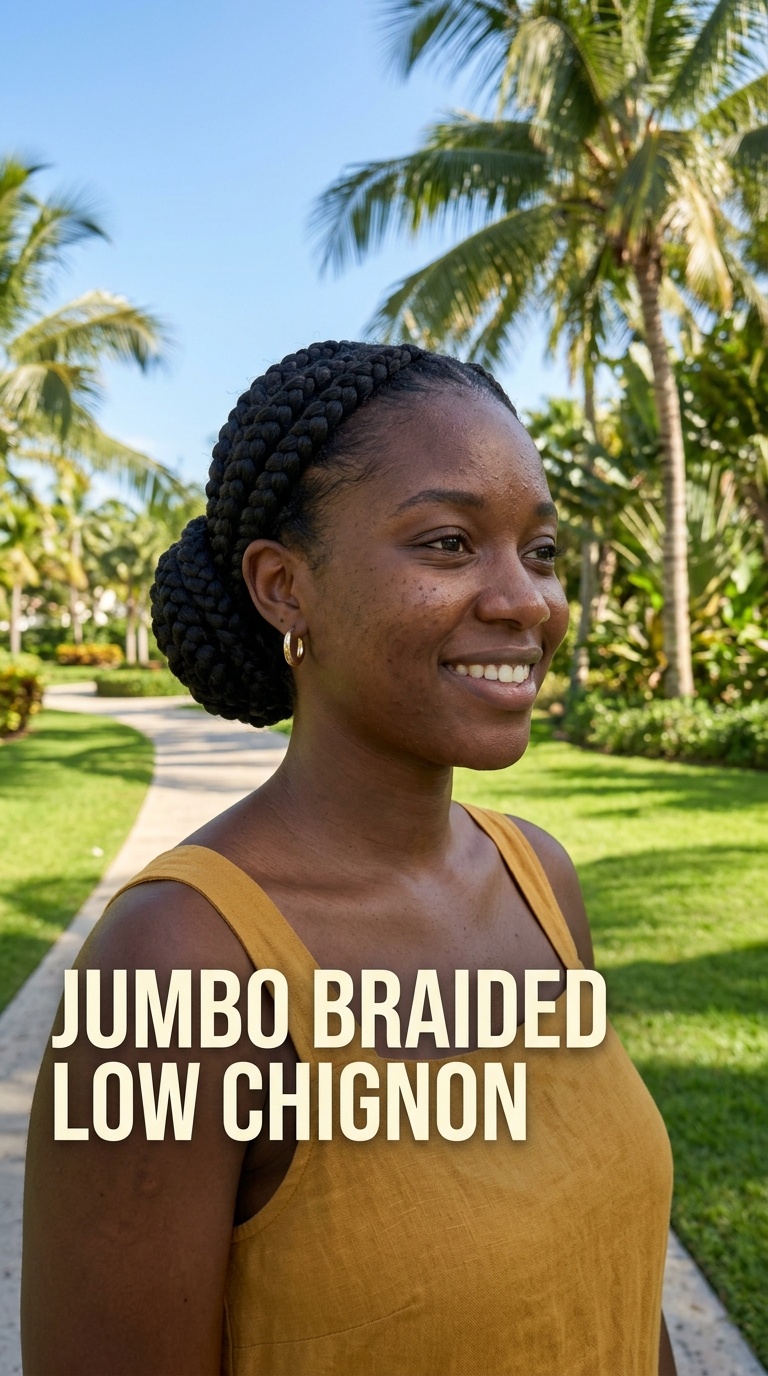 Jumbo Braided Low Chignon