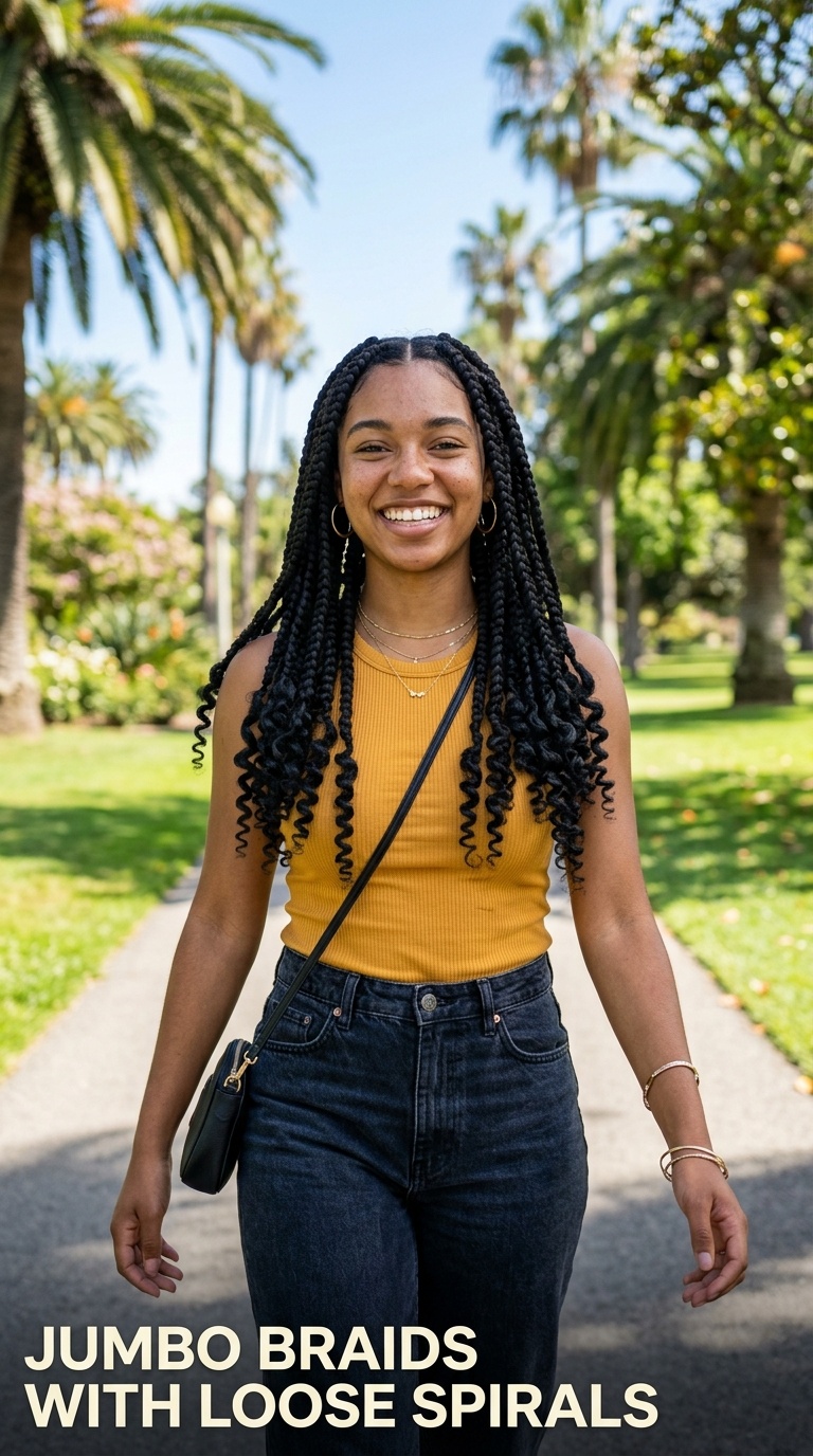 Jumbo Braids with Loose Spirals