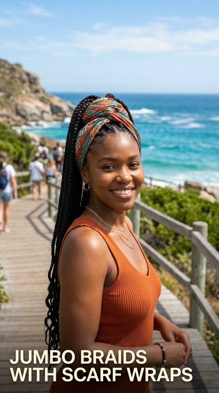 Jumbo Braids with Scarf Wraps