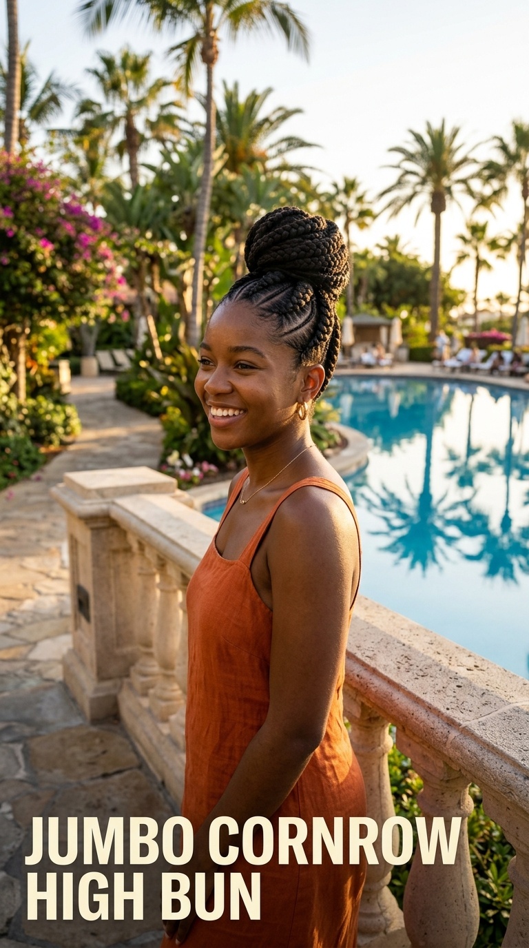 Jumbo Cornrow High Bun