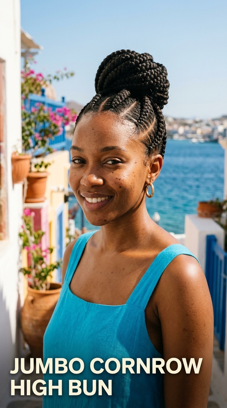 Jumbo Cornrow High Bun