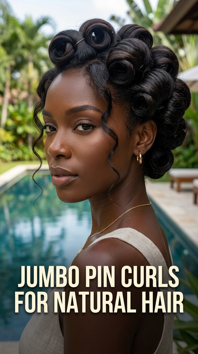 Jumbo Pin Curls for Natural Hair