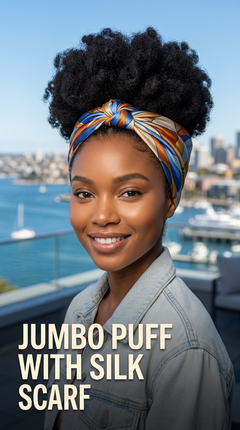 Jumbo Puff with Silk Scarf