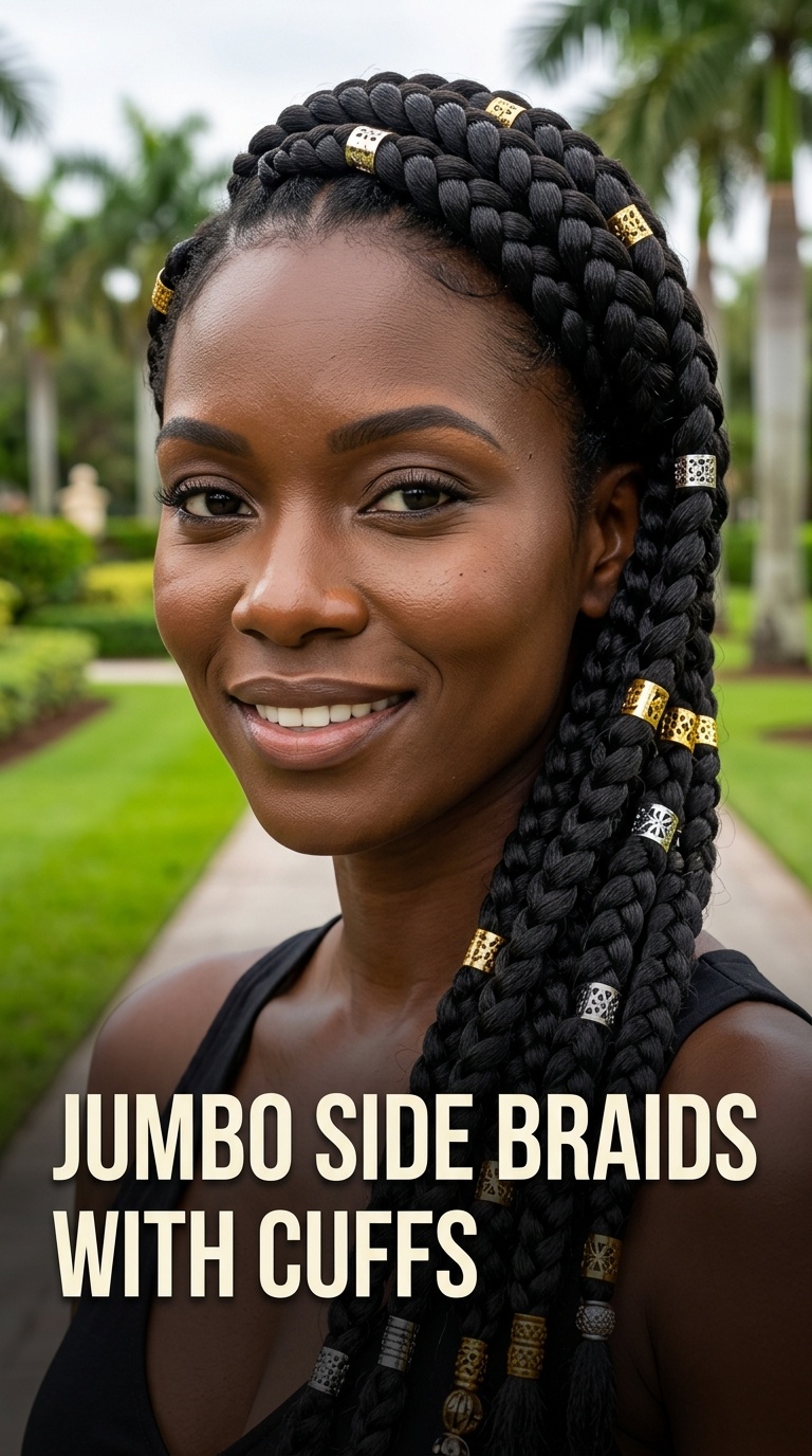 Jumbo Side Braids with Cuffs