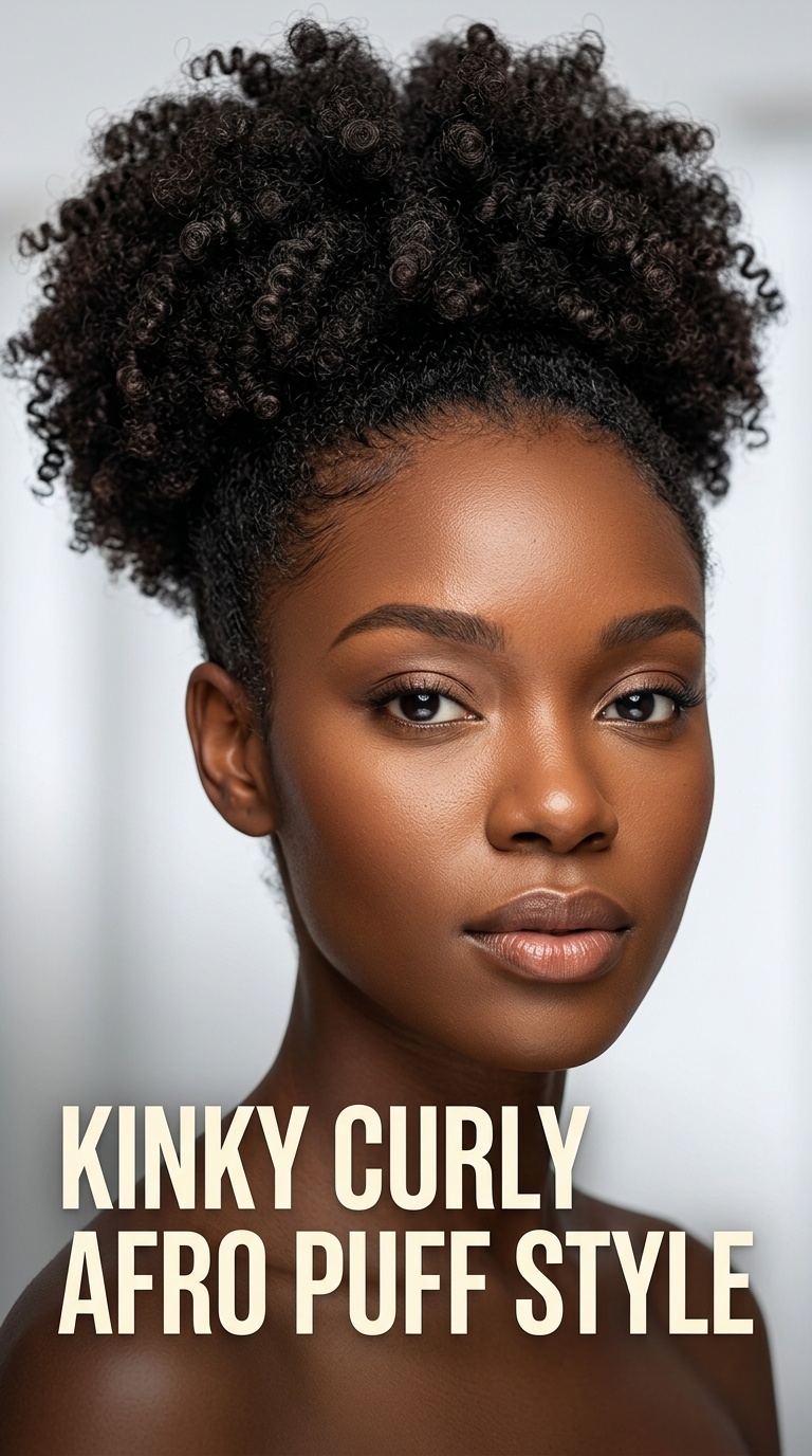 Kinky Curly Afro Puff Style