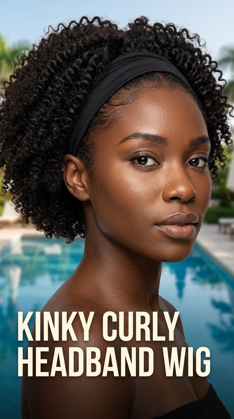 Kinky Curly Headband Wig