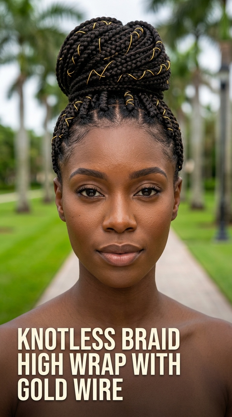 Knotless Braid High Wrap with Gold Wire