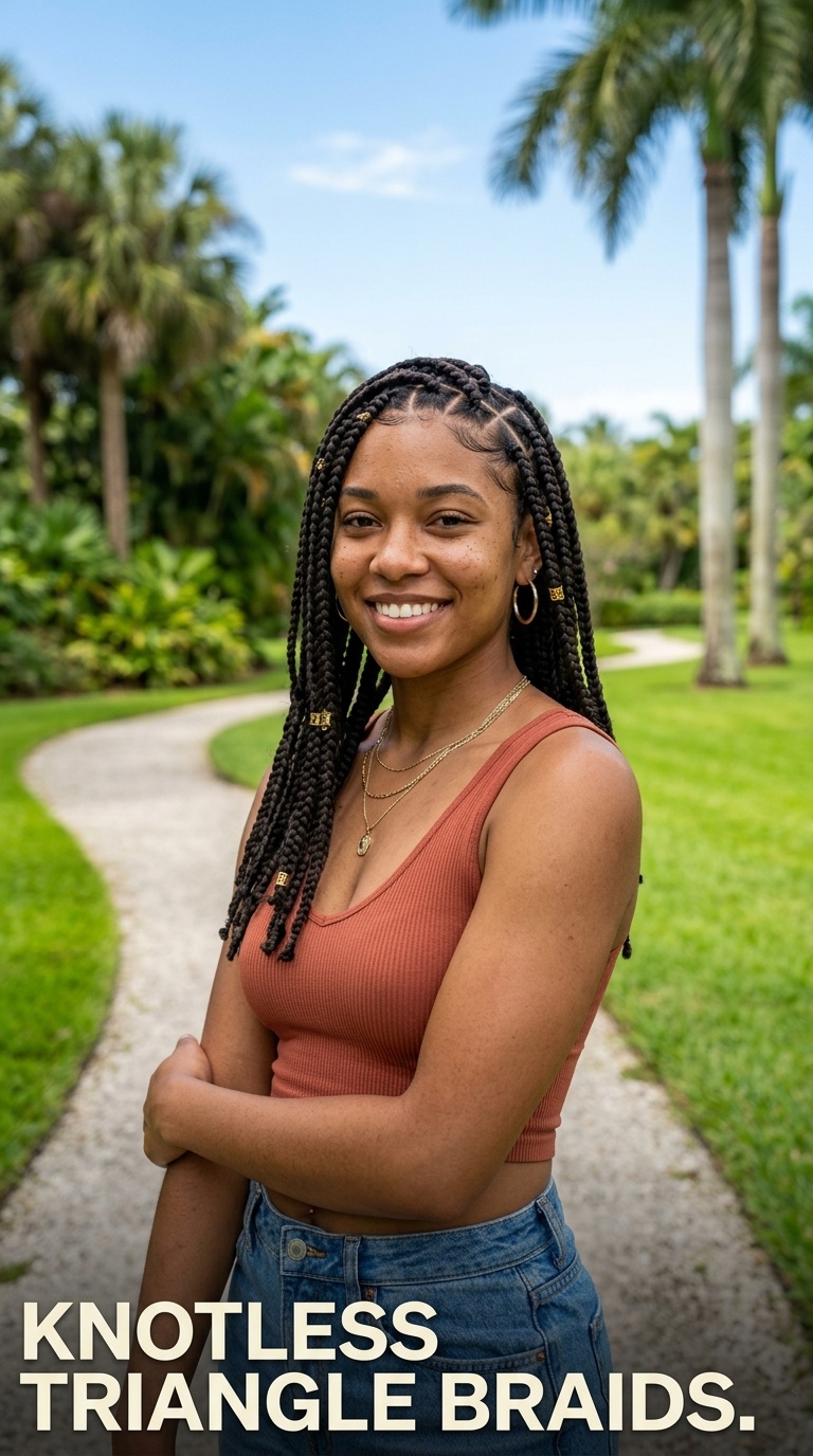 Knotless Triangle Braids
