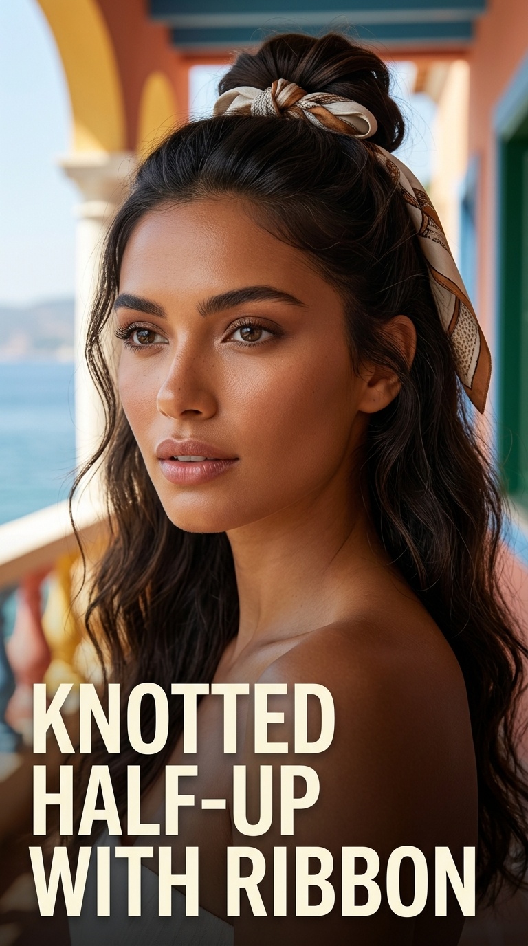 Knotted Half-Up with Ribbon