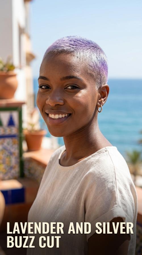 Lavender and Silver Buzz Cut