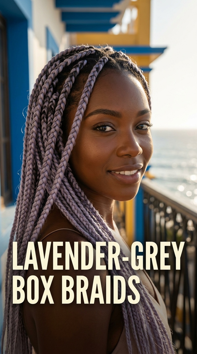 Lavender-Grey Box Braids