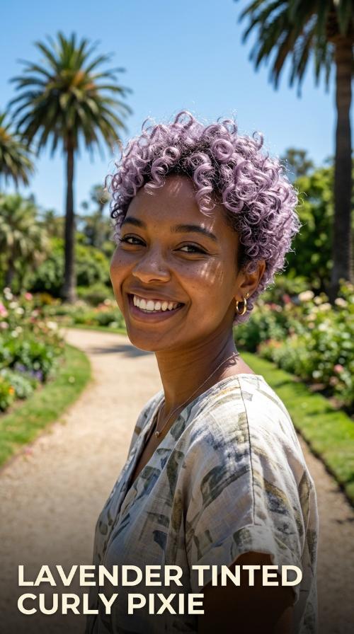 Lavender Tinted Curly Pixie