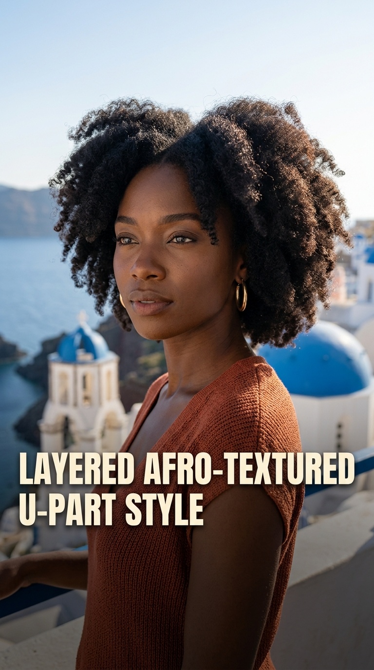 Layered Afro-Textured U-Part Style