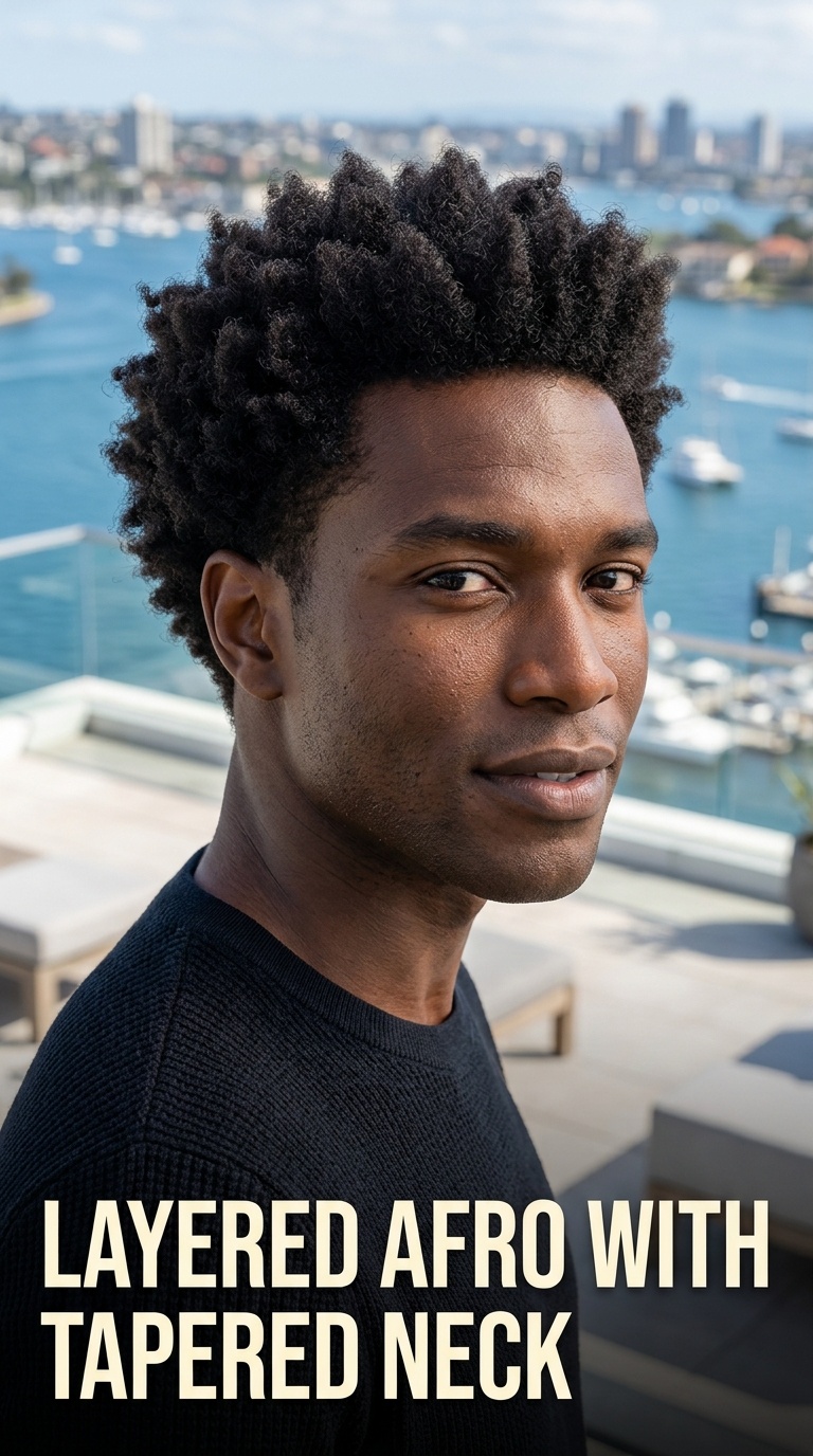 Layered Afro with Tapered Neck