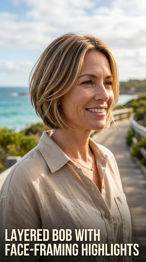 Layered Bob with Face-Framing Highlights