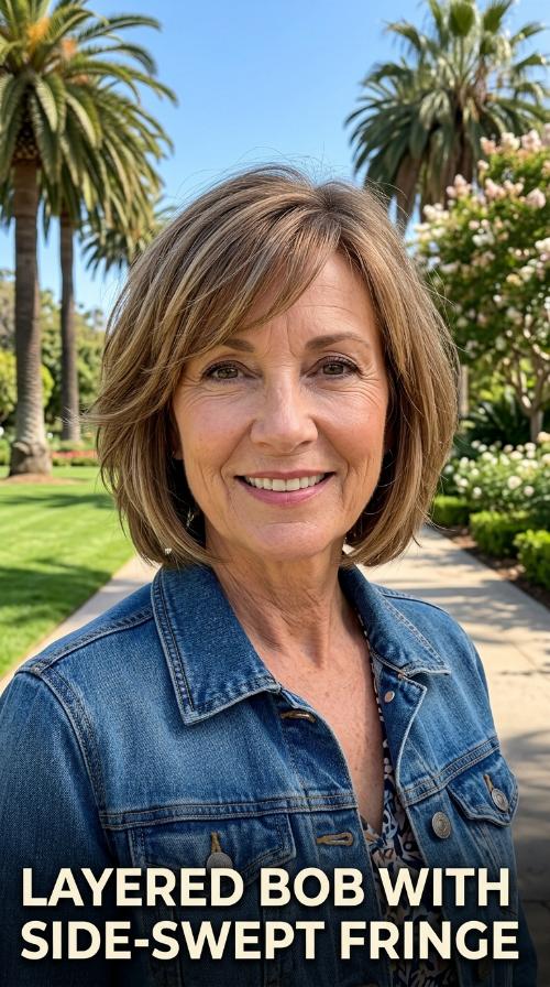 Layered Bob with Side-Swept Fringe