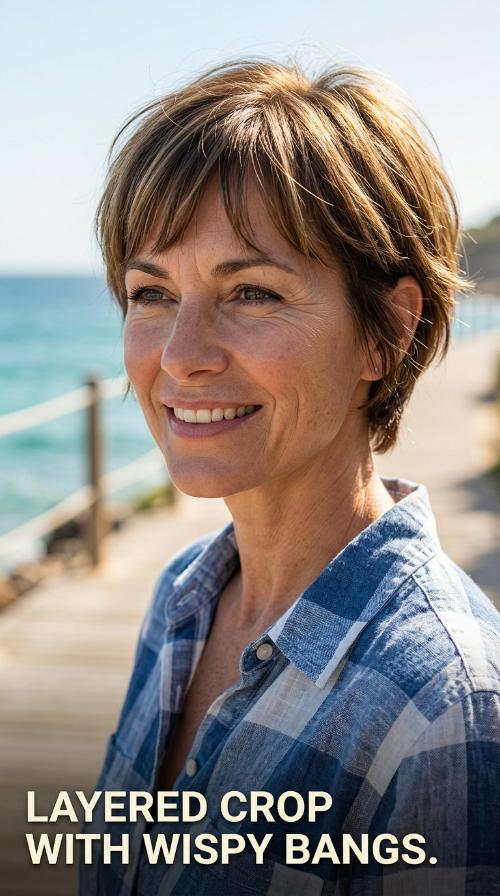 Layered Crop with Wispy Bangs