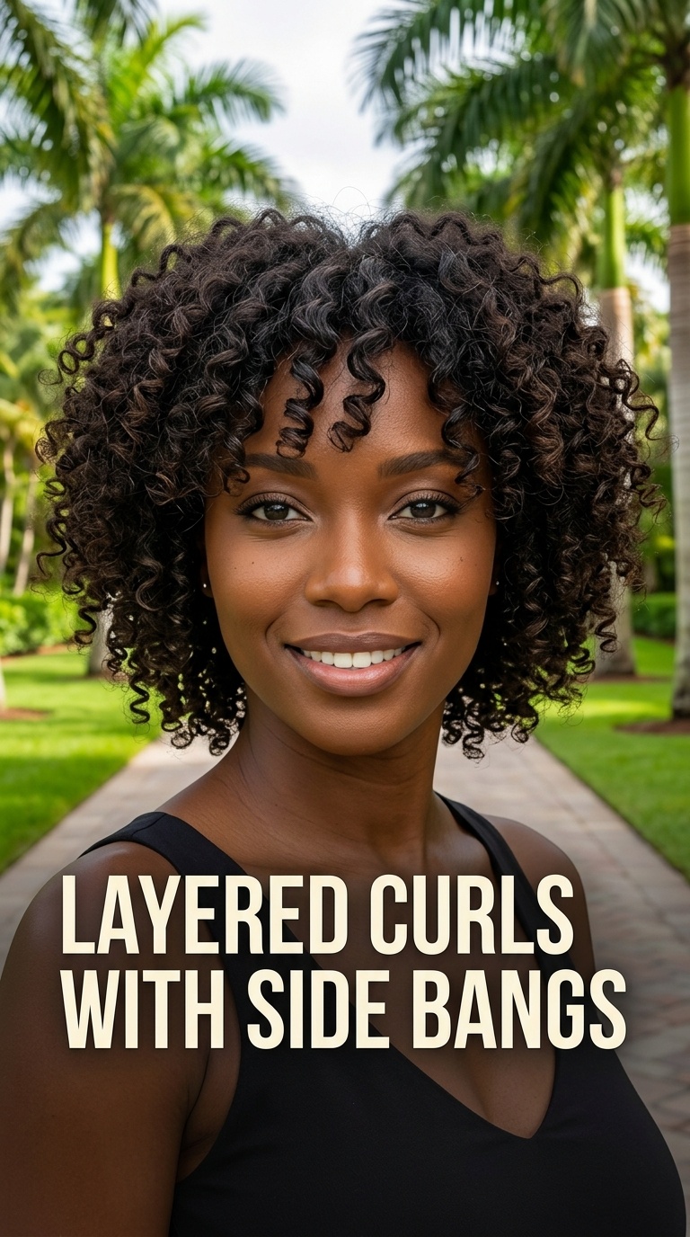 Layered Curls with Side Bangs