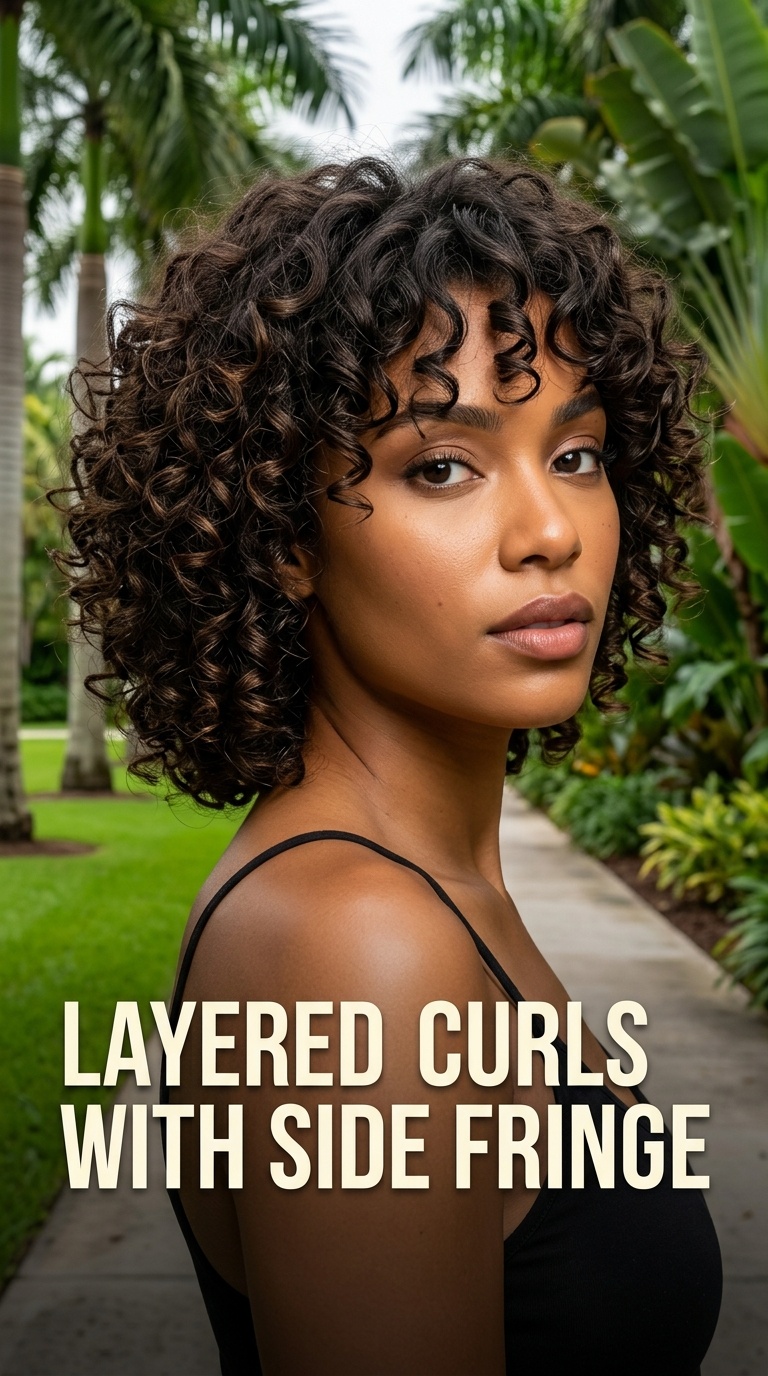 Layered Curls with Side Fringe