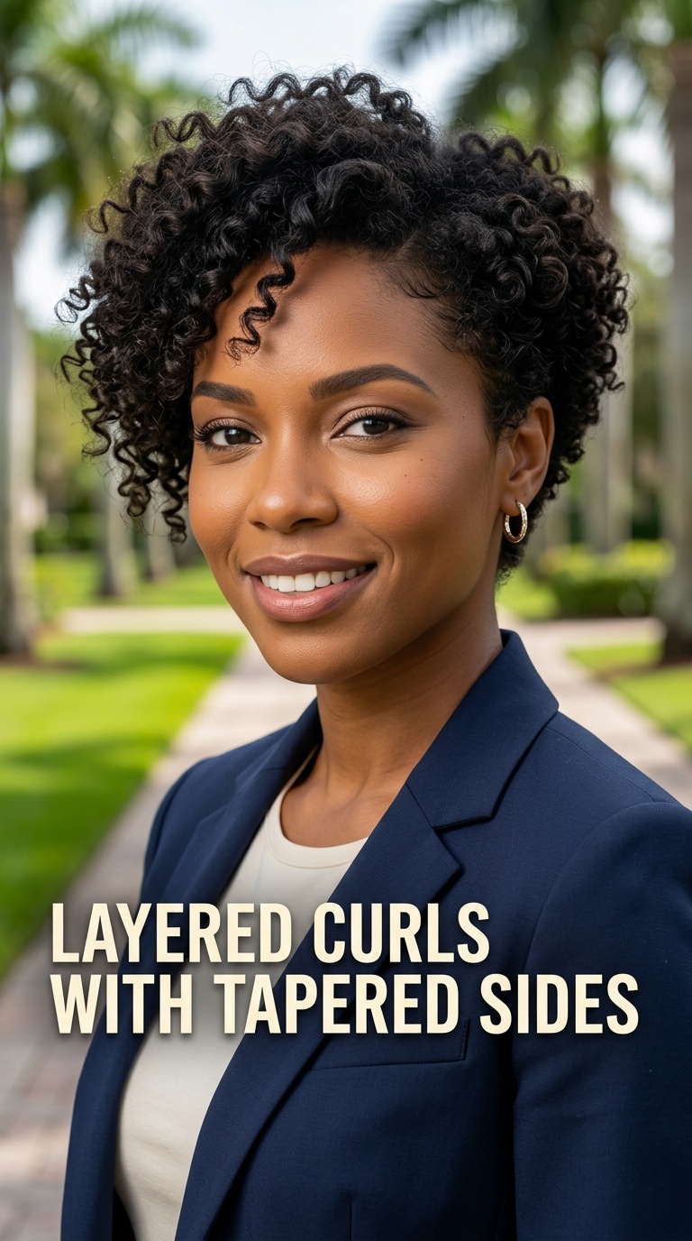 Layered Curls with Tapered Sides