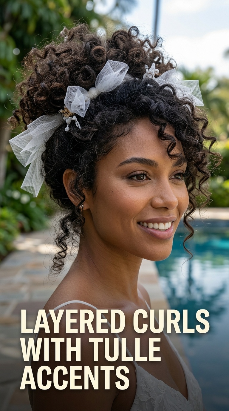 Layered Curls with Tulle Accents