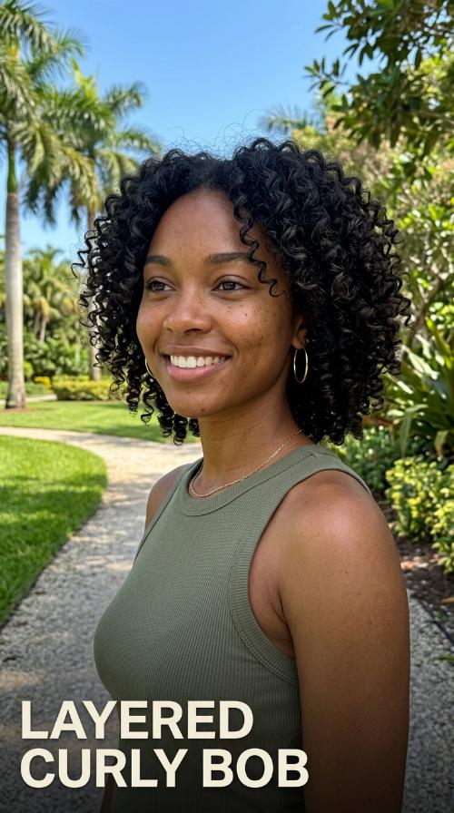 Layered Curly Bob
