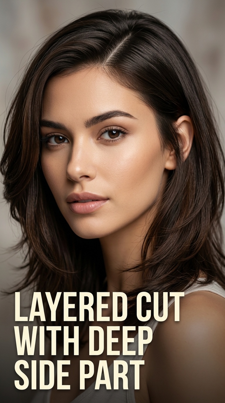 Layered Cut with Deep Side Part