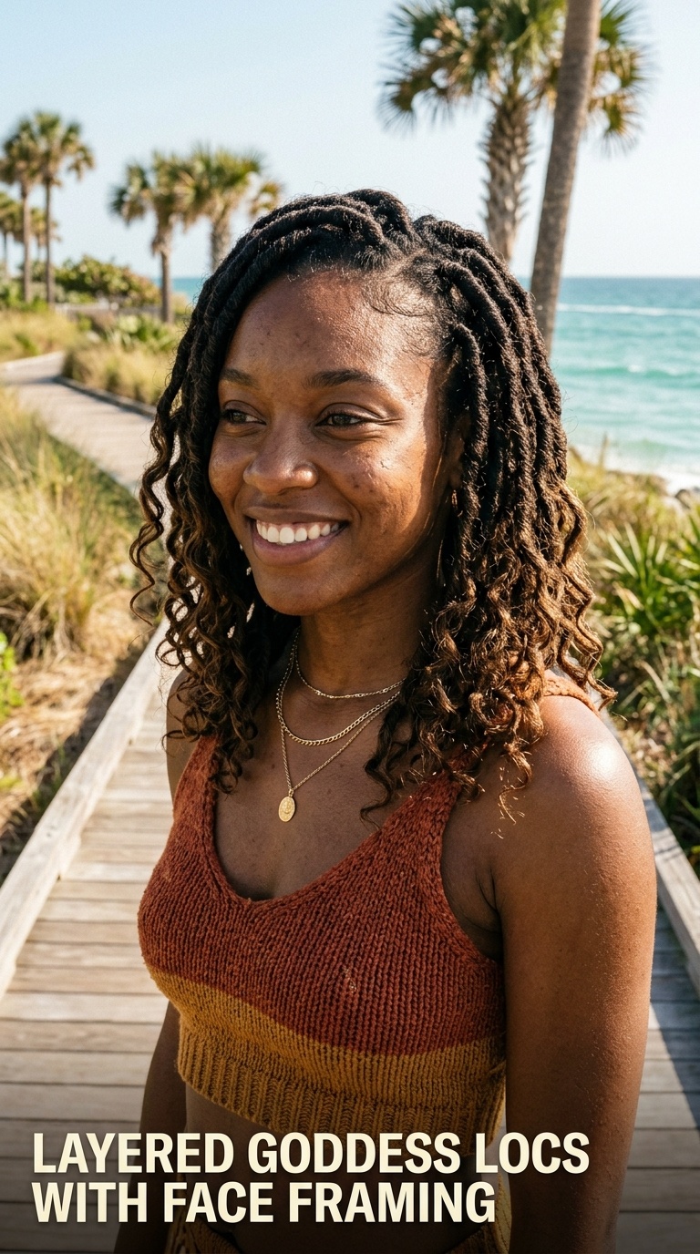 Layered Goddess Locs with Face Framing