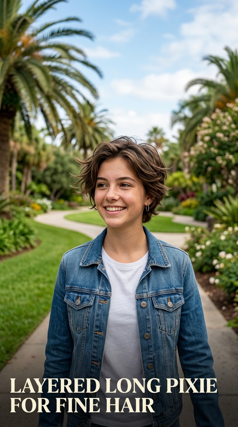 Layered Long Pixie for Fine Hair