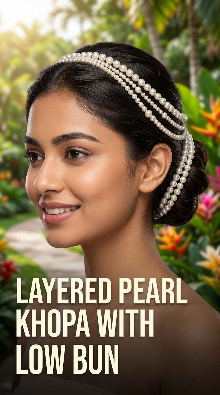 Layered Pearl Khopa with Low Bun