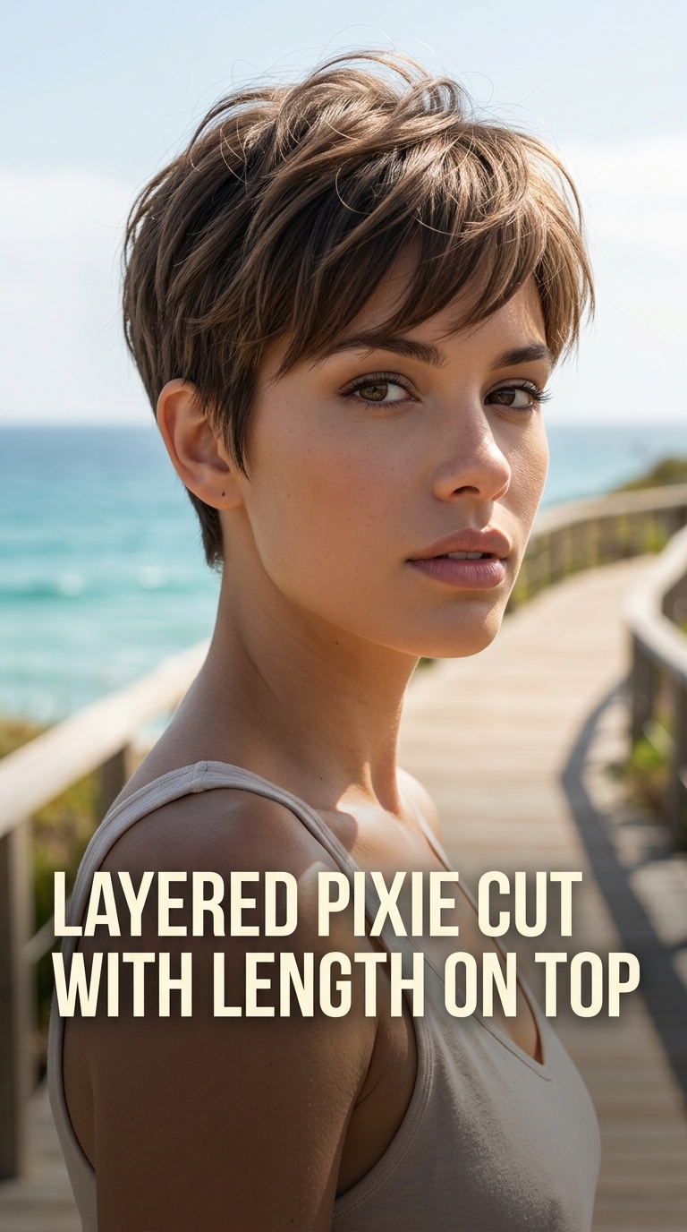 Layered Pixie Cut with Length on Top