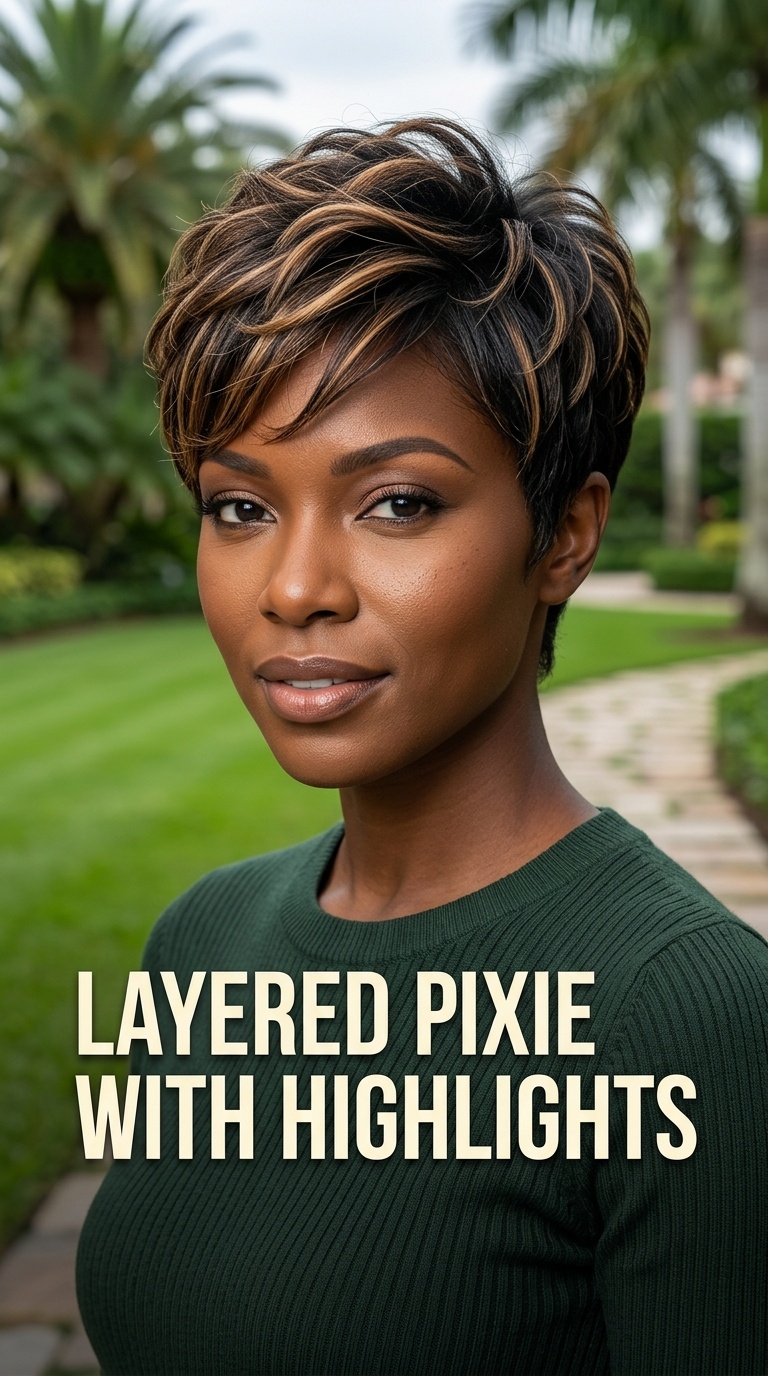 Layered Pixie with Highlights