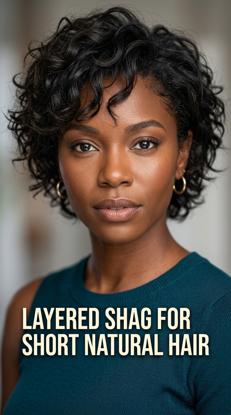 Layered Shag for Short Natural Hair