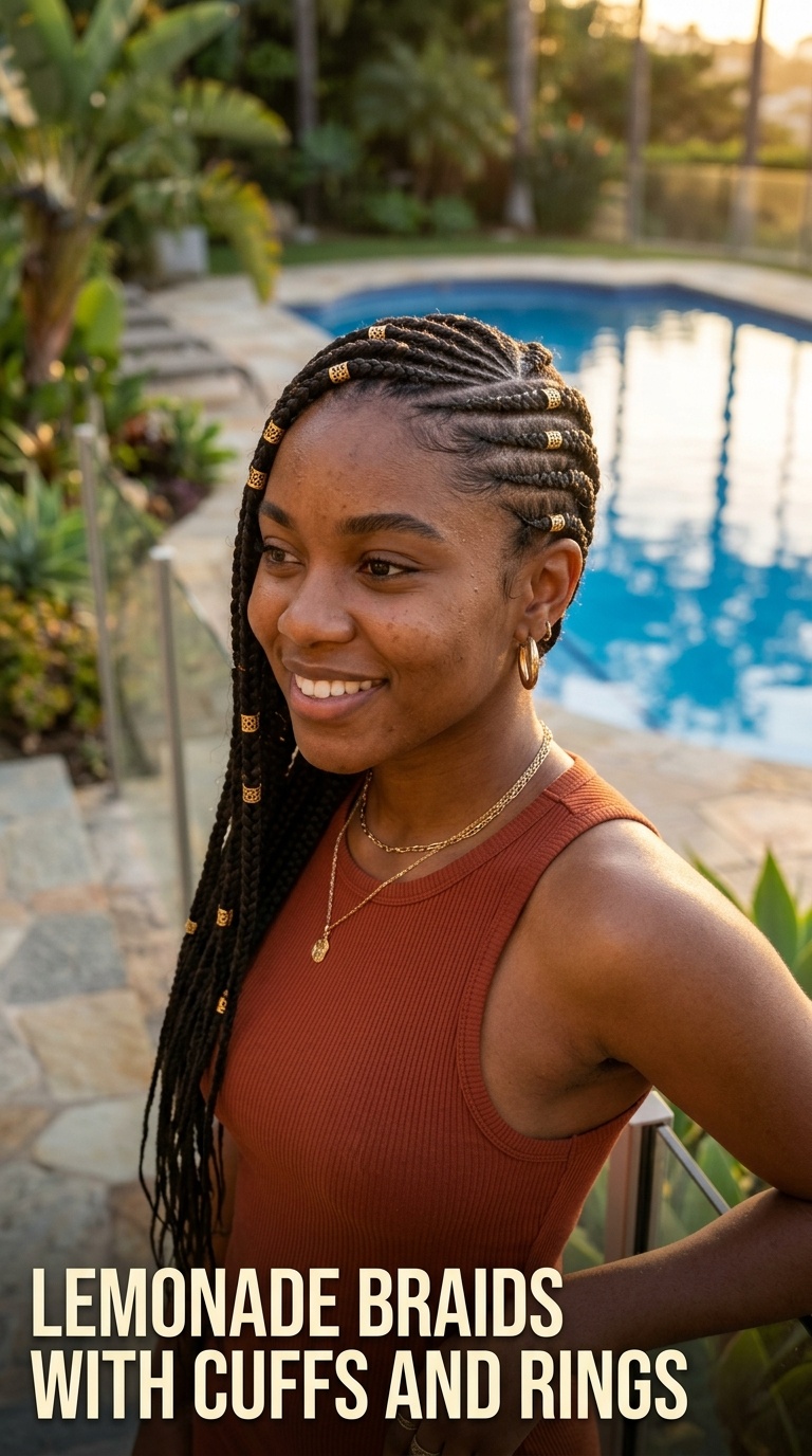 Lemonade Braids with Cuffs and Rings