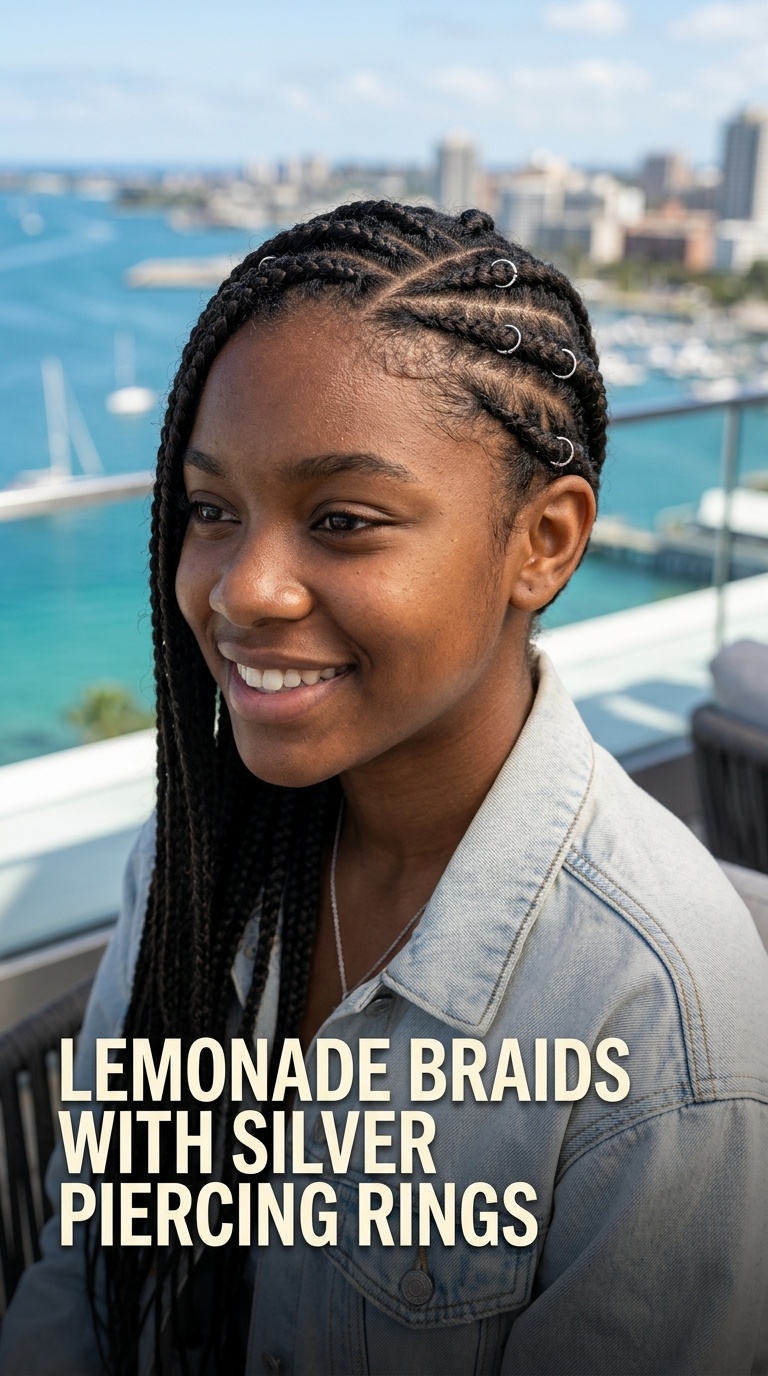 Lemonade Braids with Silver Piercing Rings