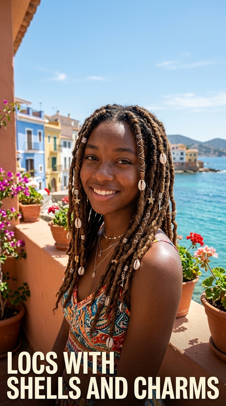 Locs with Shells and Charms