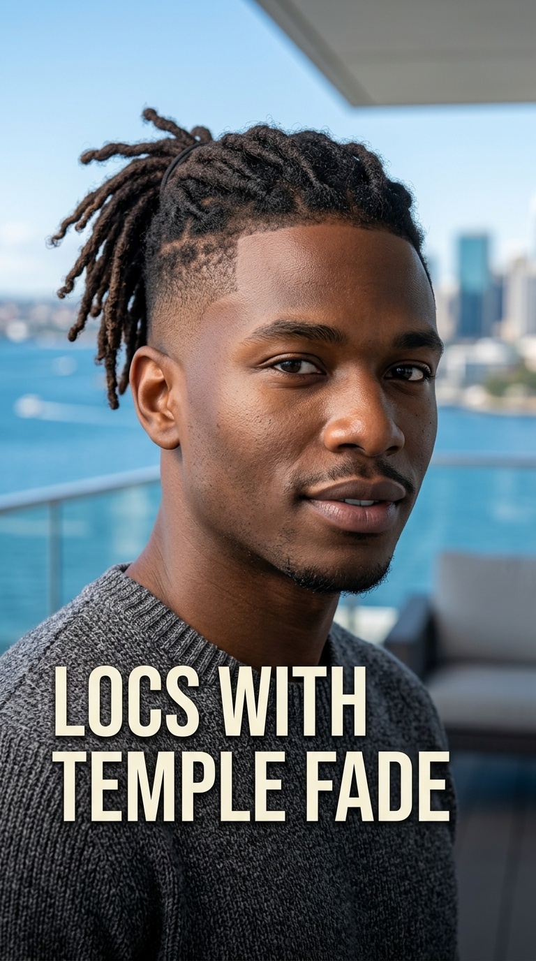 Locs with Temple Fade