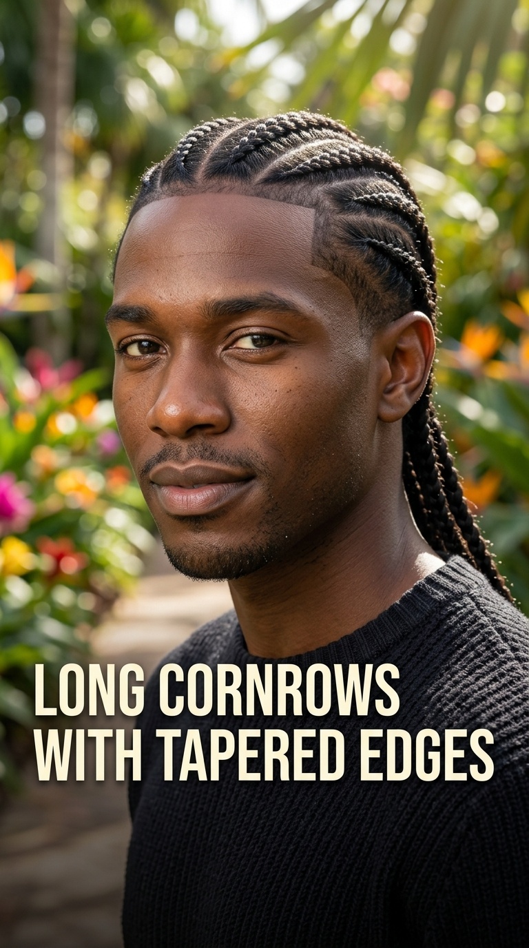 Long Cornrows with Tapered Edges