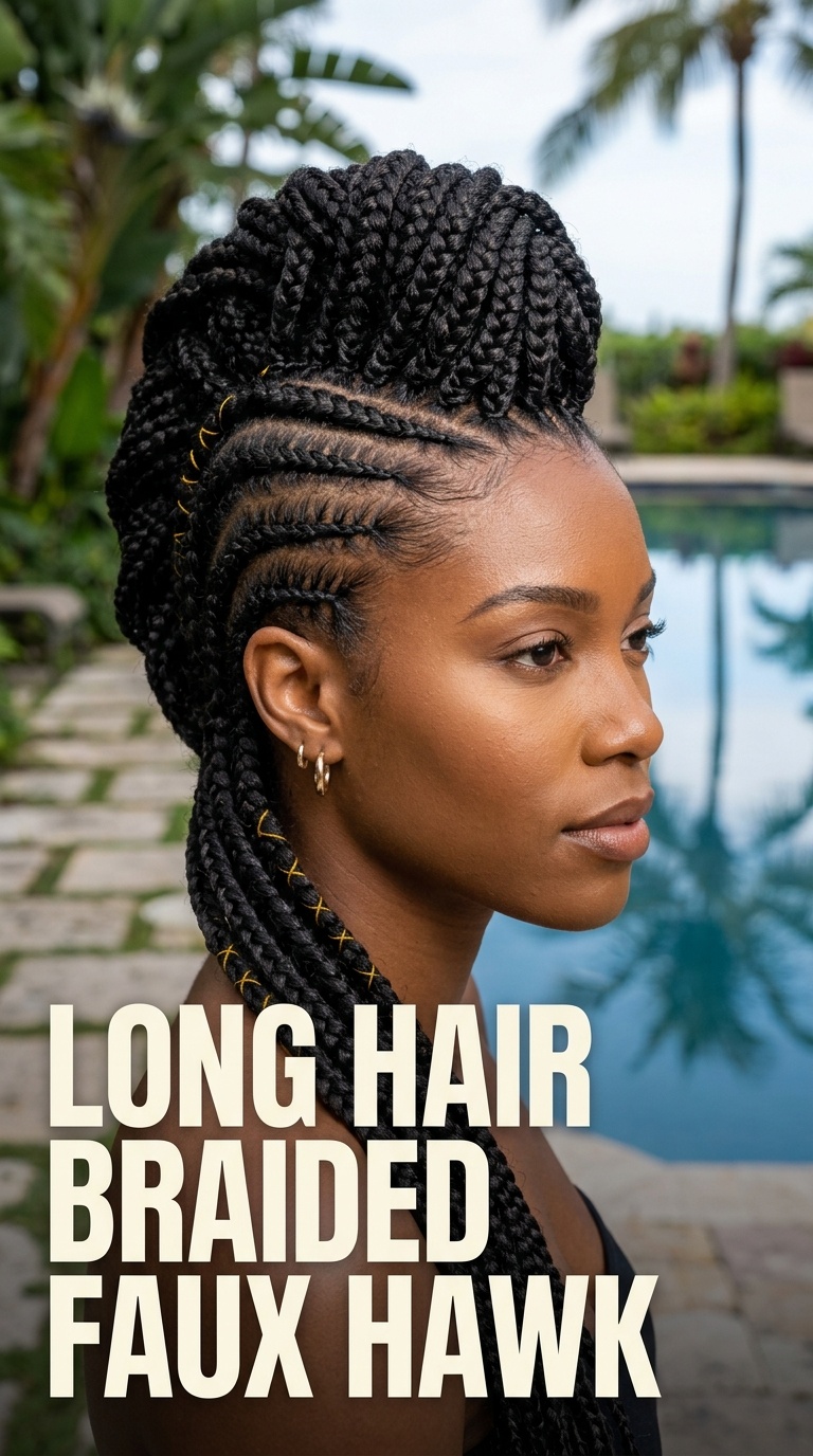 Long Hair Braided Faux Hawk